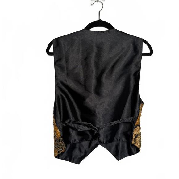 Vintage Embroidered Beaded Patterned Vest with Satin Back - Picture 3 of 5